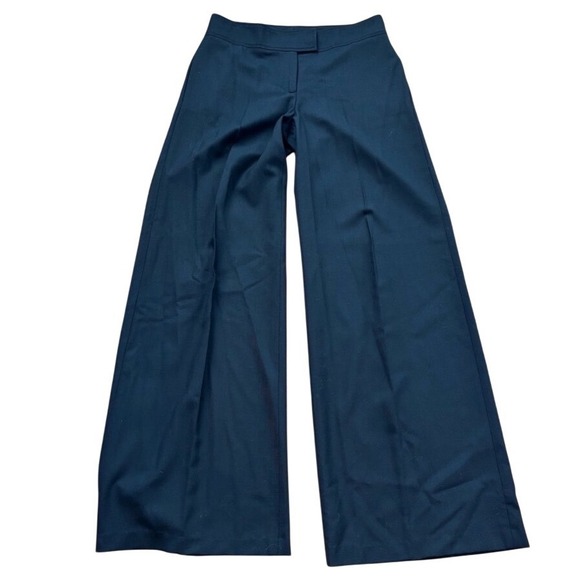 Carolina Herrera Pants - Carolina Herrera New York Black Virgin Wool Wide Leg Trousers Pants Italy 10